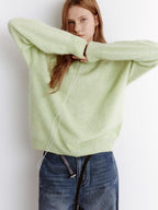 fano Soft Wool Cashmere Blend Relaxed Fit Crew Neck Women Knit Pullover Sweaters