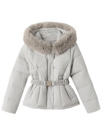 ikyou Warm Hooded Slim Korean Commuter Embroidered Pockets Blue Zipper Puffer Jackets