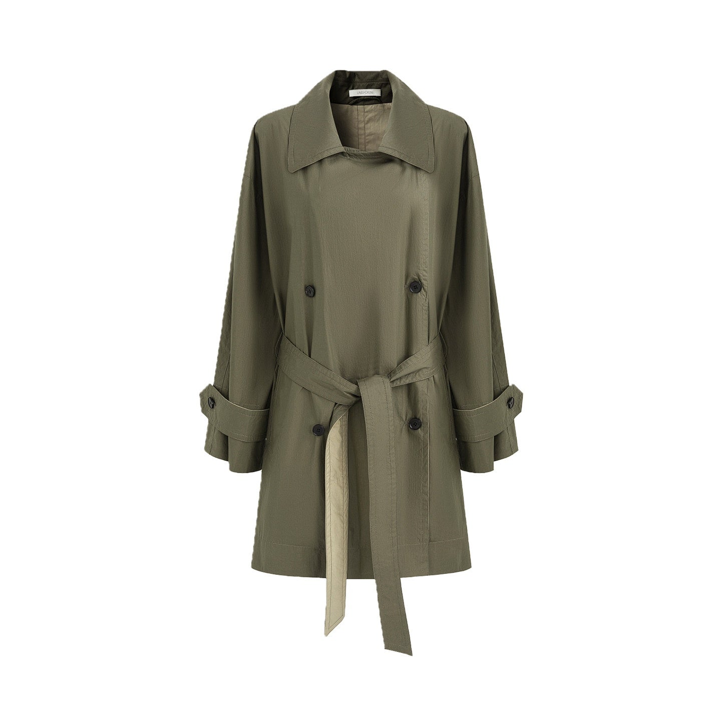 unspoken_Minimal_Commuter_Long_Double_Breasted_Loose_Fit_Women_Black_Olive_Trench_Coats_MISSTT