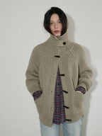 Lofi choose Warm Thick Loose Fit Workwear Button Front Long Sleeve Mid Length Knit Cardigans