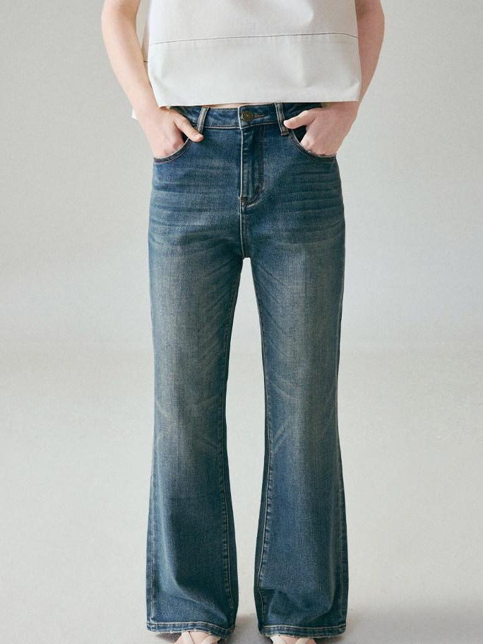 fano Light Blue Casual Relaxed Natural Waist Zip Fly Denim Straight Leg Jeans