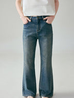 fano Light Blue Casual Relaxed Natural Waist Zip Fly Denim Straight Leg Jeans