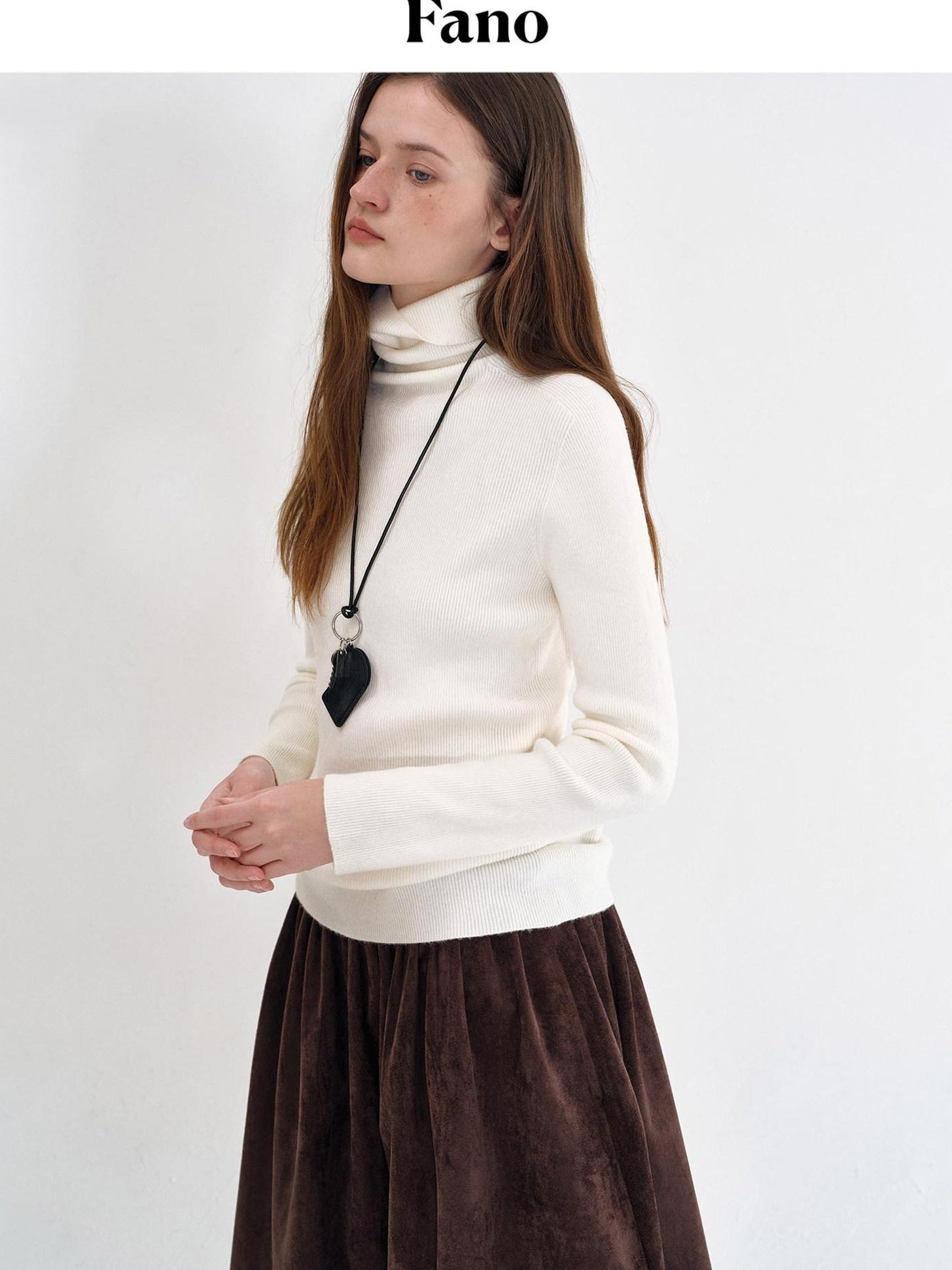 fano Soft Acrylic Blend Turtleneck Slim Fit Pullover Knit Women Everyday Sweaters