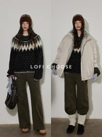 Lofi choose Cozy Thick Oversized Commuter Office Crewneck Black Pullover Knit Sweaters