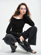 audreyyang Wool Blend Slim Fit Mock Neck Women Casual Stretch Long Sleeve T-Shirts