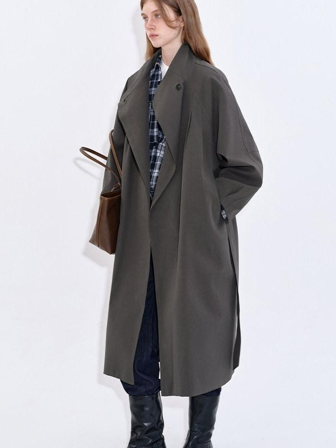 fano Cotton Lyocell Mid Length Single Breasted Straight Women Brown Trench Coats