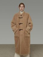 unspoken Warm Faux Fur Lined Vintage Loose Fit Stand Collar Women Daily Long Coats