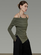 unspoken Breathable Soft Viscose Blend Slim Knit Long Sleeve Boat Neck Workwear Blouses