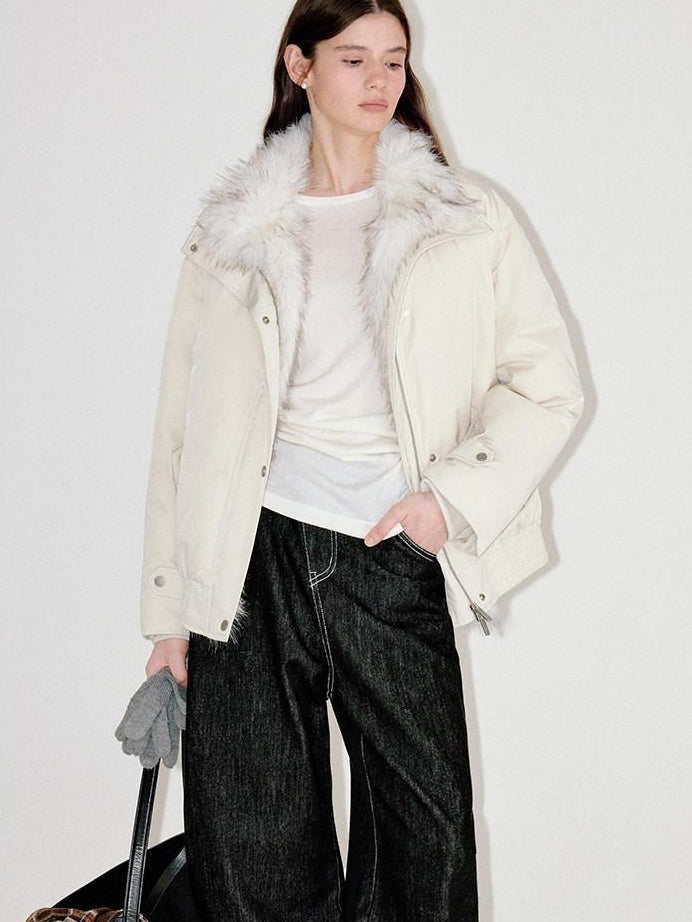 fano Warm 90% White Duck Down Straight Fit Korean Turn Collar Women Down Jackets