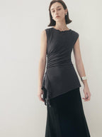 someonesometimes Original Strappy Solid Viscose Stretch Tee Off Shoulder Crop Tops