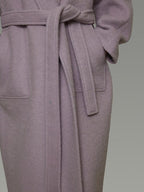 unspoken Cozy Thick Lambswool Midlength Loose Fit Minimalist Commuter Lavender Wool Coats