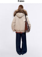fano 90 Percent White Duck Down Warm Hooded Casual Windproof Womens Down Jackets