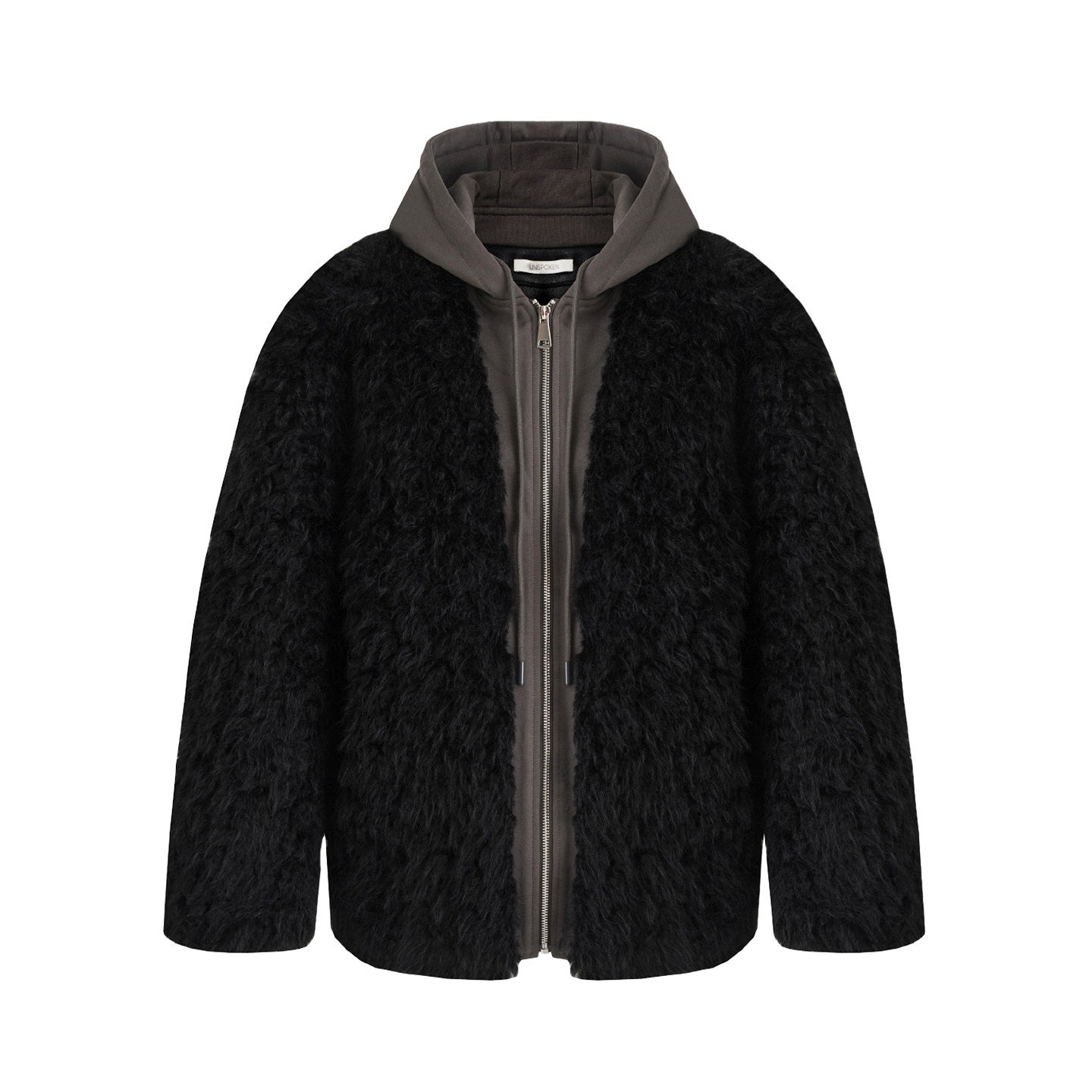 unspoken_Warm_Minimalist_Commuter_Loose_Fit_Zip_Layered_Women_Black_Polyester_Short_Coat_MISSTT