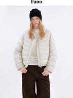 fano 90 Percent White Duck Down Warm Stand Collar Zipper Women Gray Down Jackets