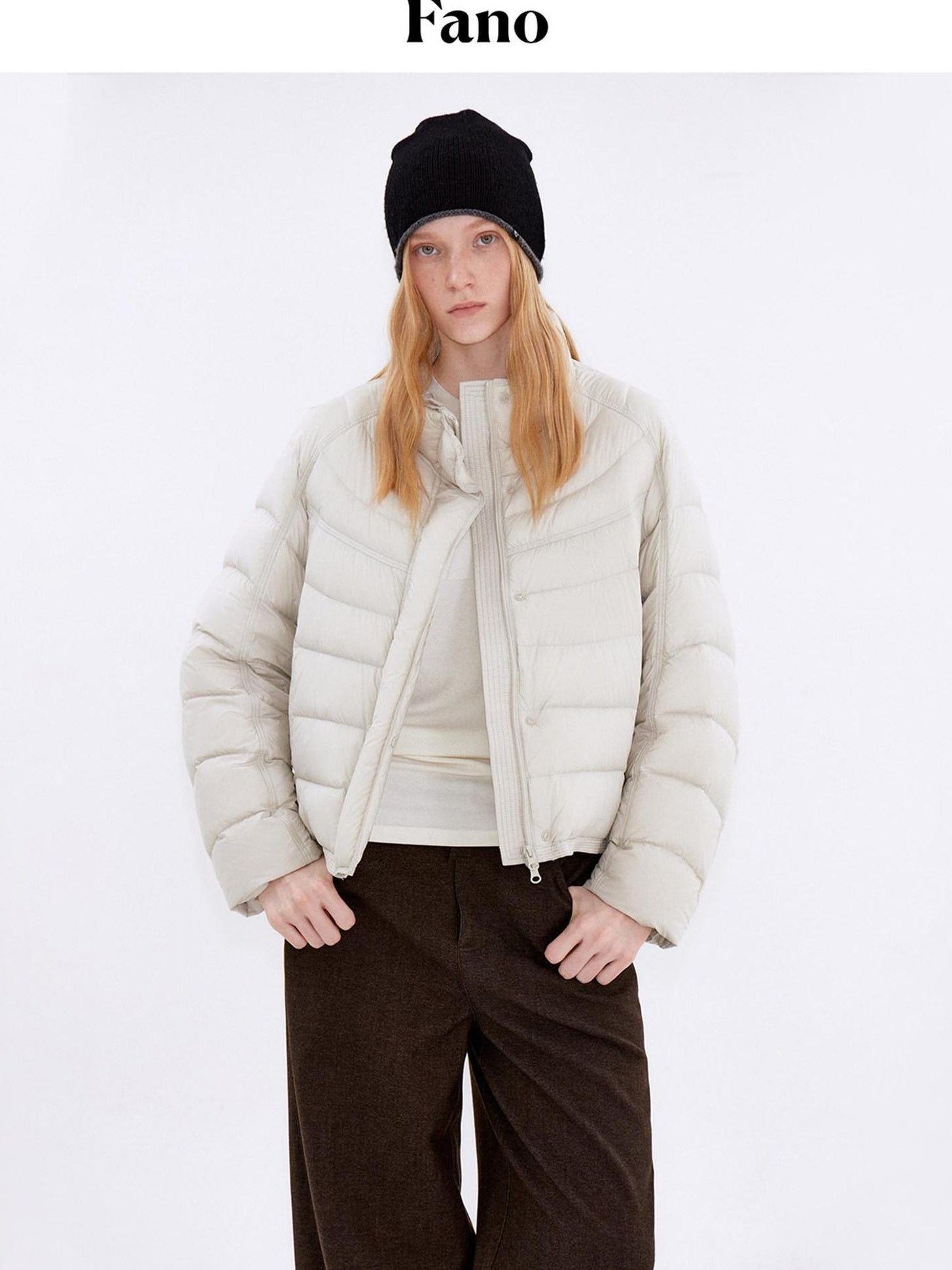 fano 90 Percent White Duck Down Warm Stand Collar Zipper Women Gray Down Jackets