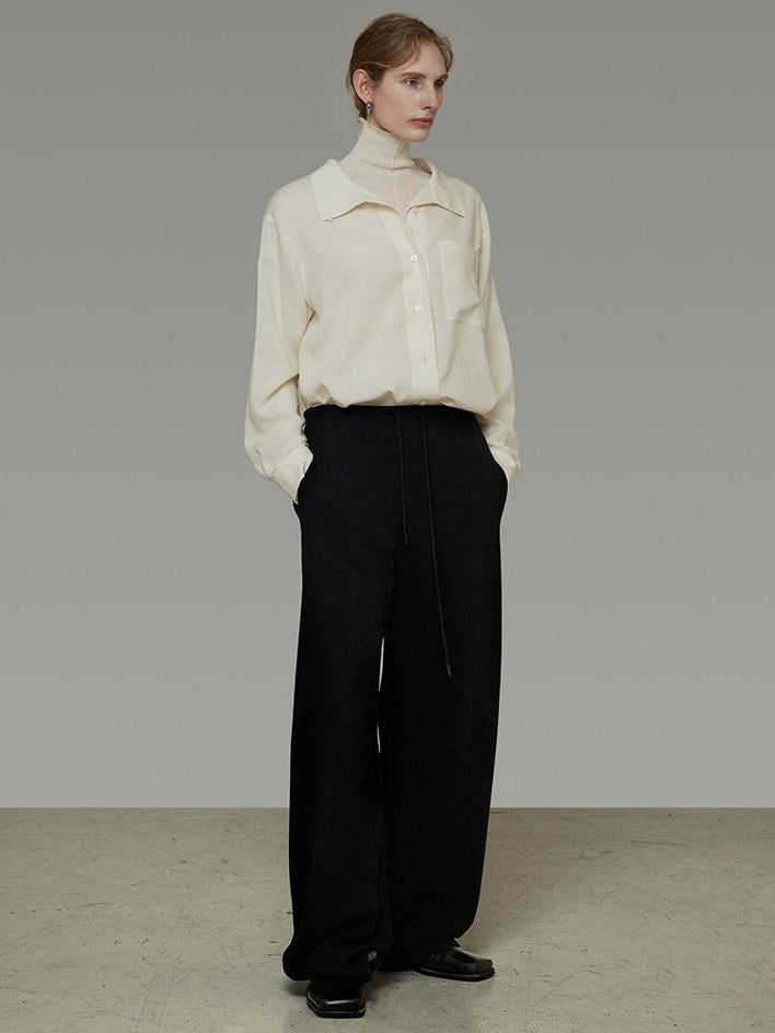 unspoken Breathable Lyocell Relaxed Button Collar Patch Pocket Women Beige Shirts