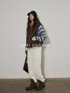 Lofi choose White Duck Down Padded Relaxed Cropped Commuter Collar Puffer Beige Vests