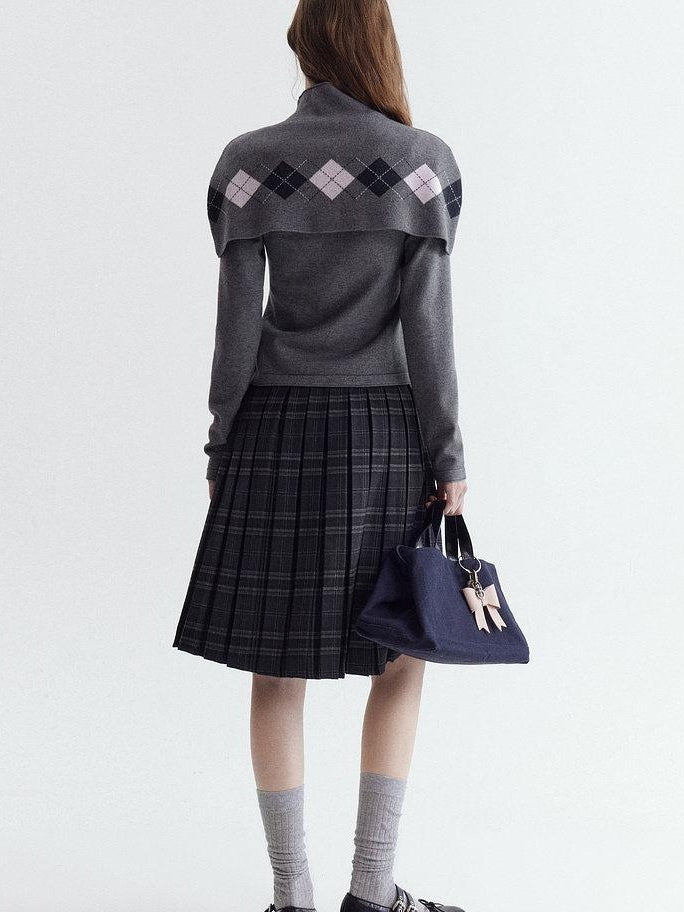 fano Button Front Two Piece Knit Crew Neck Long Sleeve Women Office Cardigans