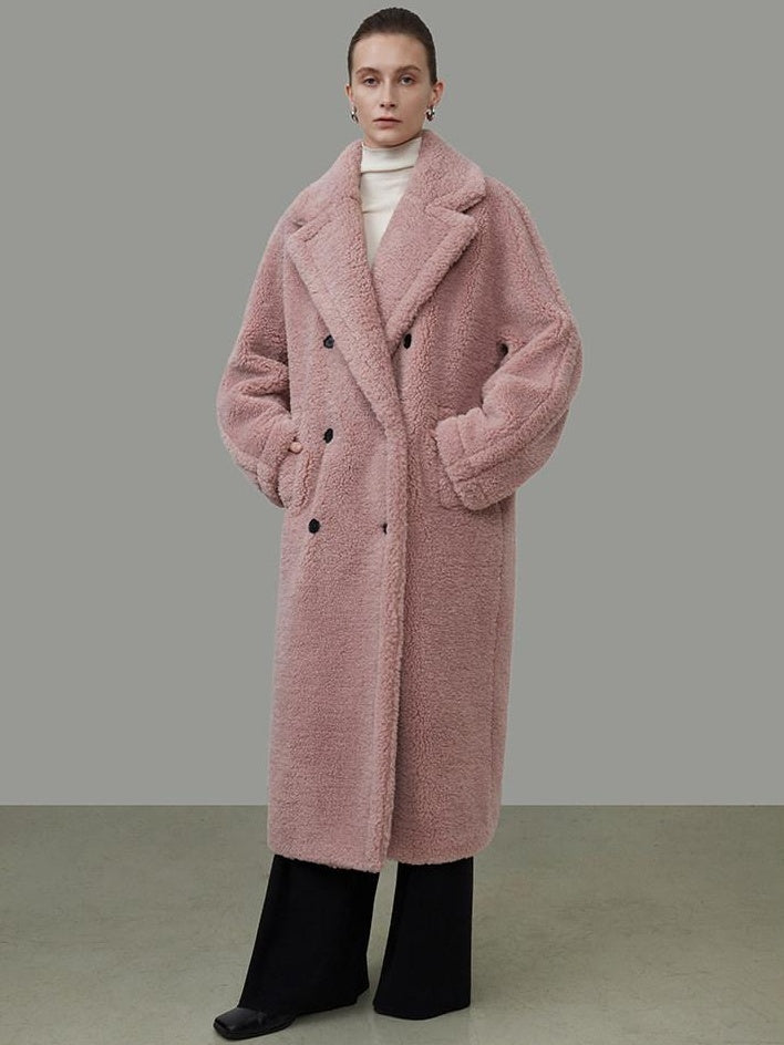 unspoken Thick Warm Tailored Straight Cut Double Breasted Long Women Wool Coats