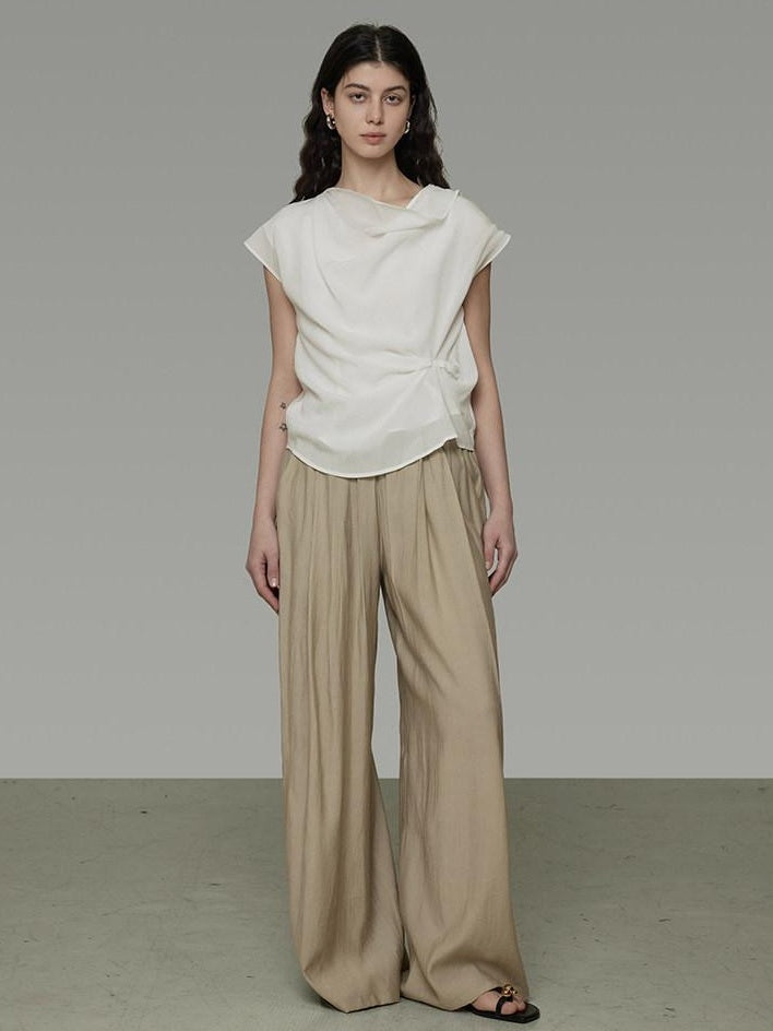 unspoken Lyocell Shape Retention Office Sleeveless Loose Fit Women White Blouses
