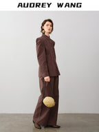 audreyyang Durable Long Sleeve Cotton Blend Relaxed Fit Women Top & Pants Sets