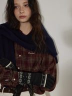 Lofi choose Brushed Cotton Vintage Loose Fit Collared Longsleeve Womens Red Plaid Shirts