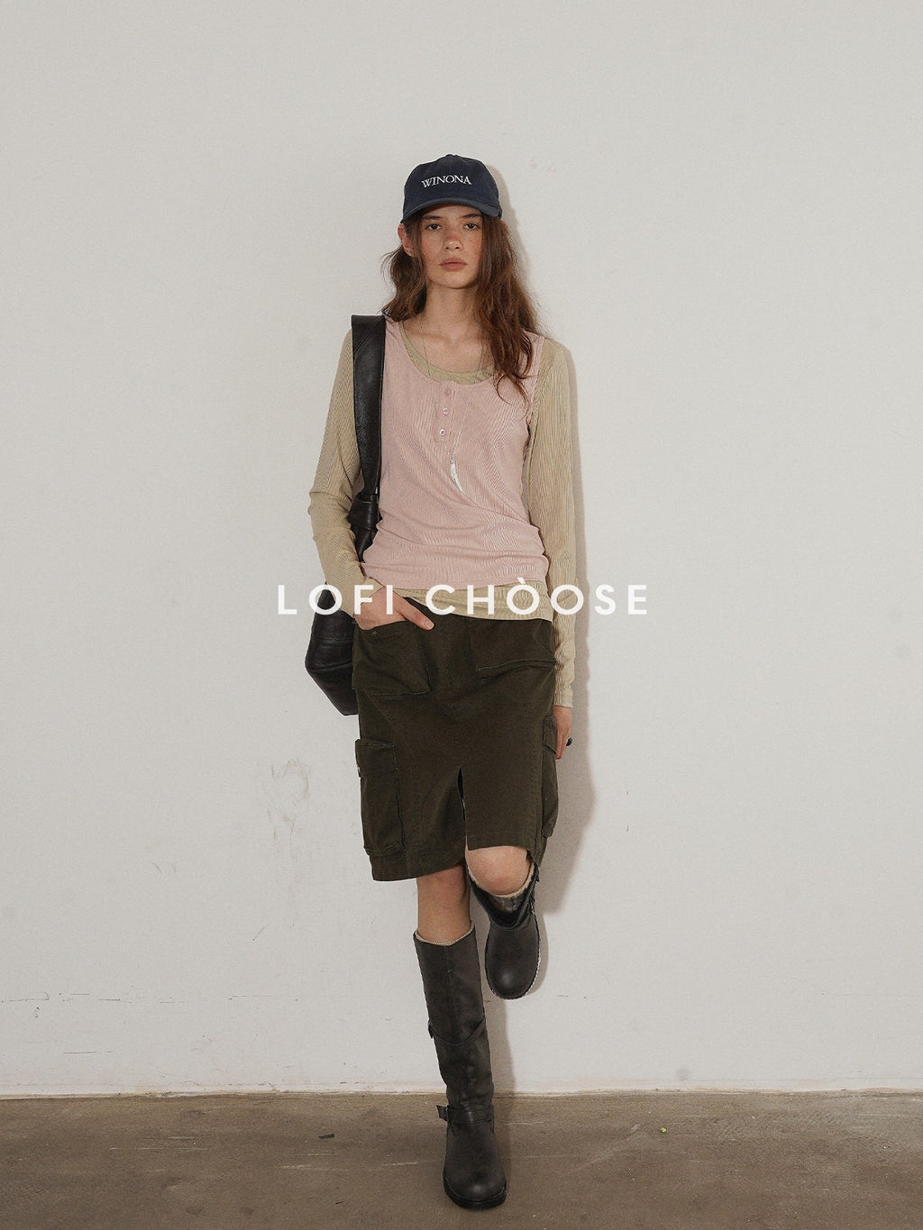 Lofi choose Slim Fit Commuter Round Neck Women Khaki Green Light Gray Long Sleeve T-Shirts