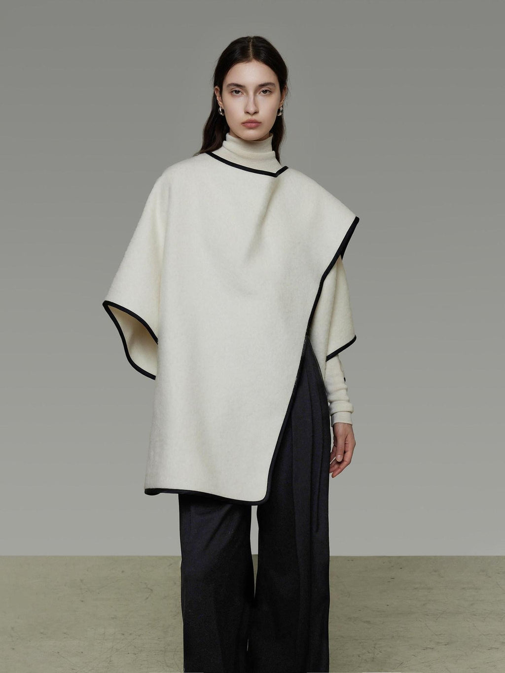 unspoken Premium Sheep Wool Blend 3D Tailored Loose Fit Commuter Women White Wool Coats