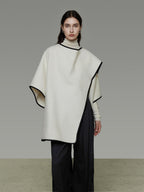 unspoken Premium Sheep Wool Blend 3D Tailored Loose Fit Commuter Women White Wool Coats