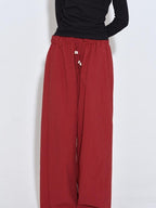 fano High Waist Elastic Minimal Korean Workwear Wide Leg Nylon Red Straight Pants