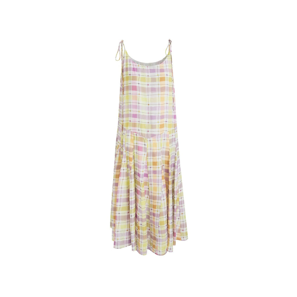 fano_Viscose_Printed_Purple_Yellow_Check_A_Line_Camisole_Korean_Commuter_Maxi_Dresses_MISSTT