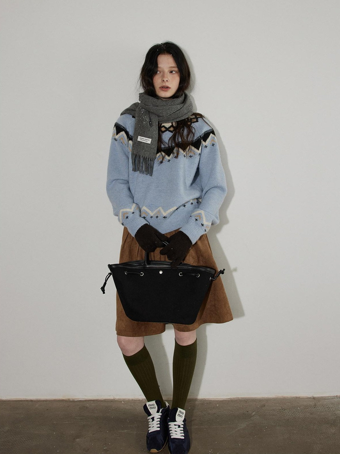 Lofi choose Flattering High Waist Ruched A Line Office Khaki Polyester Women Midi Skirts