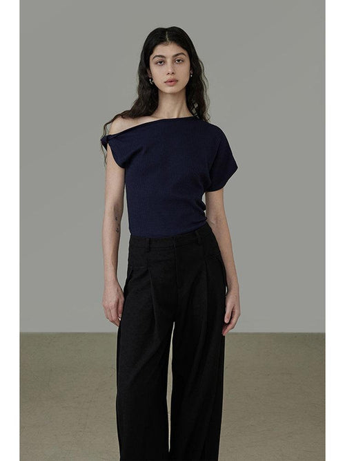 unspoken Cooling Asymmetric Slim Work Women One Shoulder Cropped Off Shoulder Crop Tops