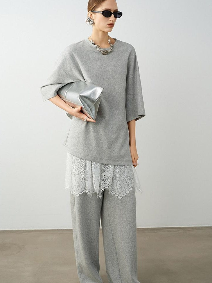 audreyyang Breathable Cotton Blend Minimalist Commuter Loose Fit Women Wide Leg Pants