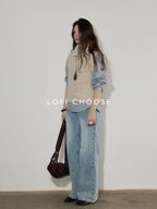 Lofi choose Soft Beige Button Front Lapel Collar Office Knit Women Cardigans