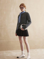fano Pure Lambswool Minimal Commuter Low Round Neck Button Knitwear Women Cardigans