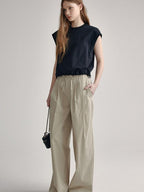 fano High Waist Tailored Minimalist Commuter Nylon Blend Pockets Straight Pants