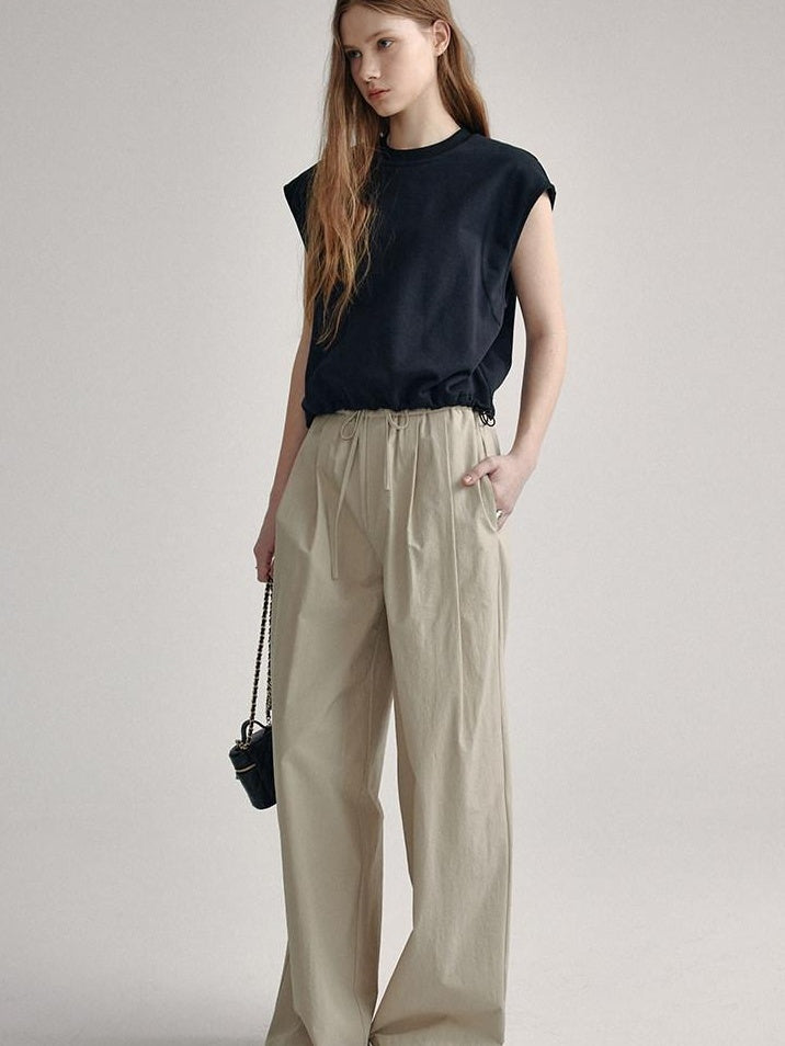 fano High Waist Tailored Minimalist Commuter Nylon Blend Pockets Straight Pants