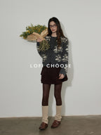 Lofi choose High Waist Cotton Puff Skirt Loose Commuter Women Brown Mini Skirts