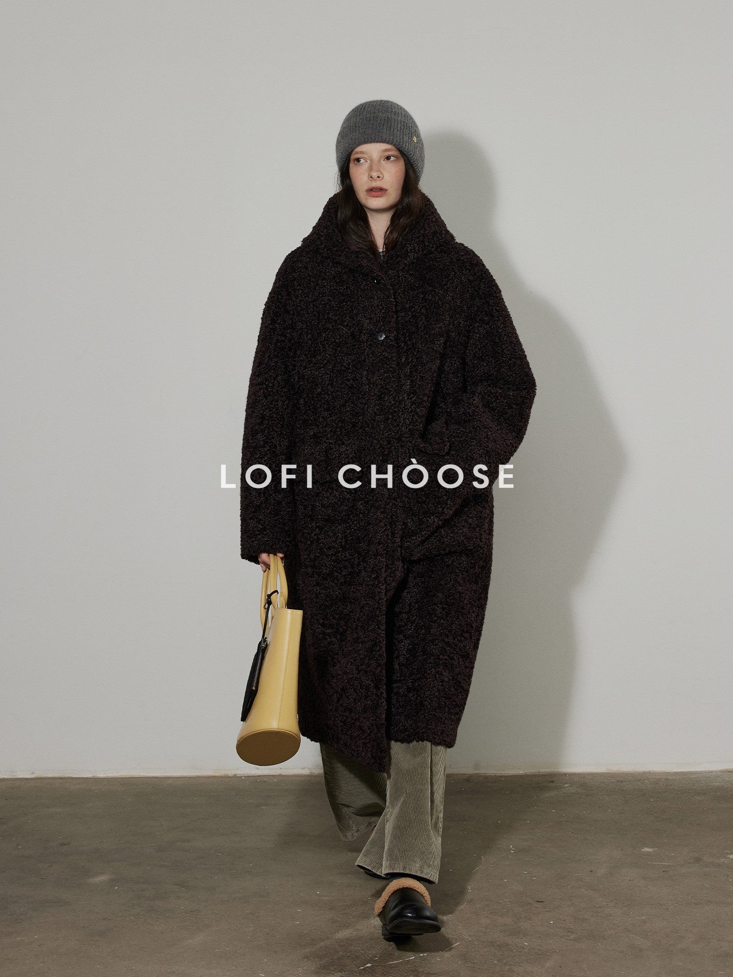 Lofi choose High Waist Chunky Stripe Office Ready Women Light Gray Wide Leg Pants