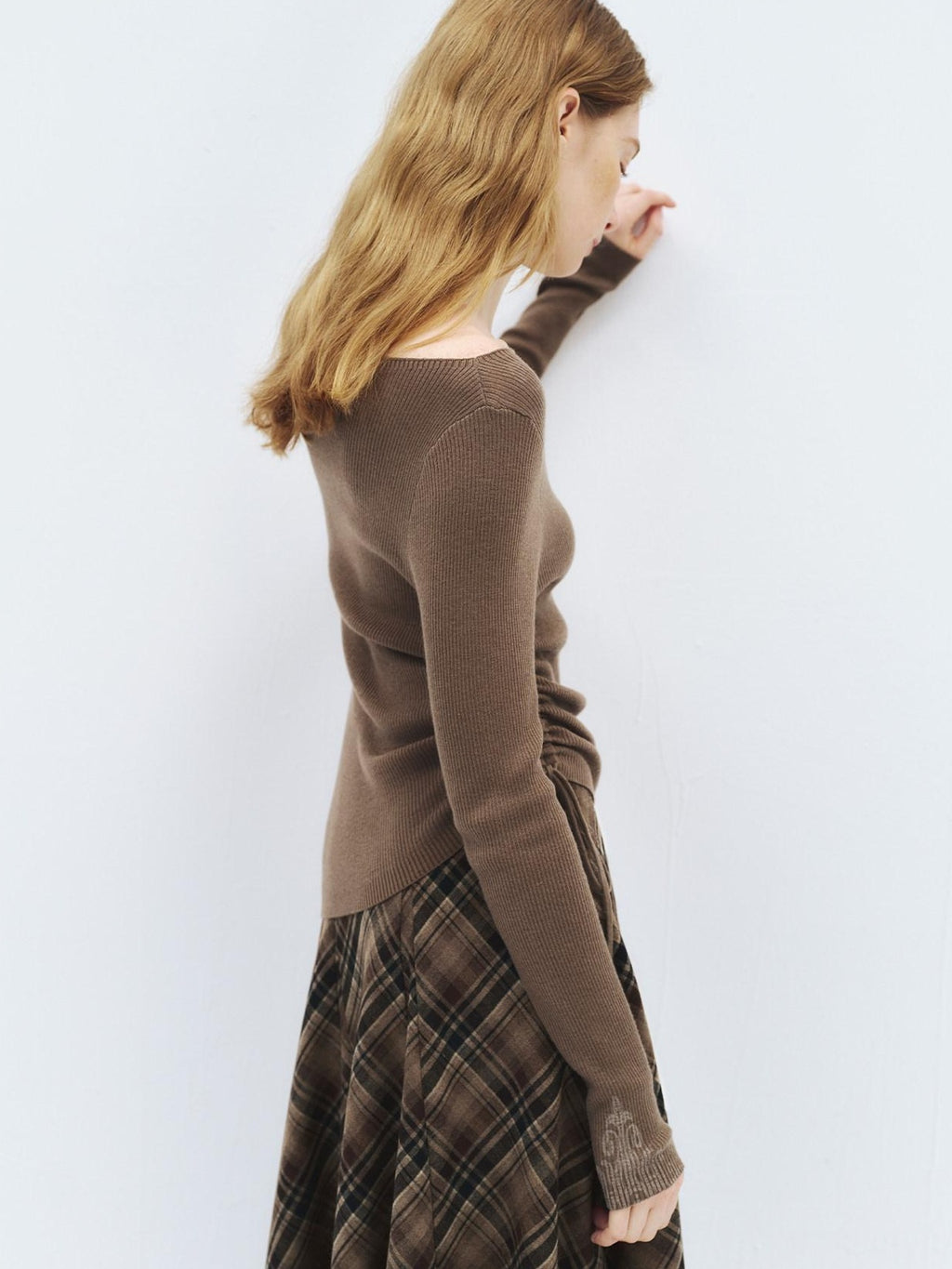 someonesometimes High Waist Vintage Irregular Hem Loose Fit Olive Check Casual Women Maxi Skirts