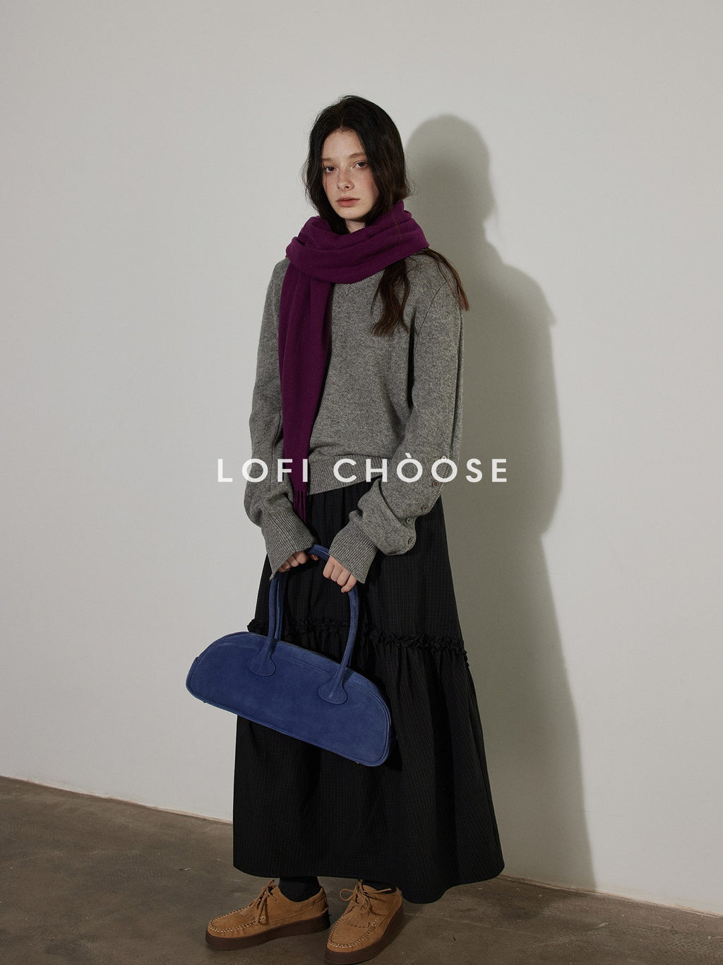 Lofi choose Cozy Thick V-neck Loose Fit Office Pullover Knit Long Sleeve Sweaters