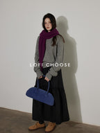 Lofi choose Cozy Thick V-neck Loose Fit Office Pullover Knit Long Sleeve Sweaters