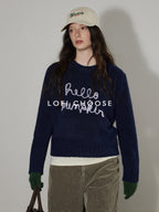 Lofi choose Acrylic Blend Relaxed Fit Office Crew Longsleeve Dark Gray Navy Sweaters