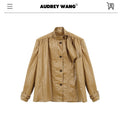 audreyyang Slimming Loose Cuffed Sleeves Button Women Mustard Green Leather Jackets