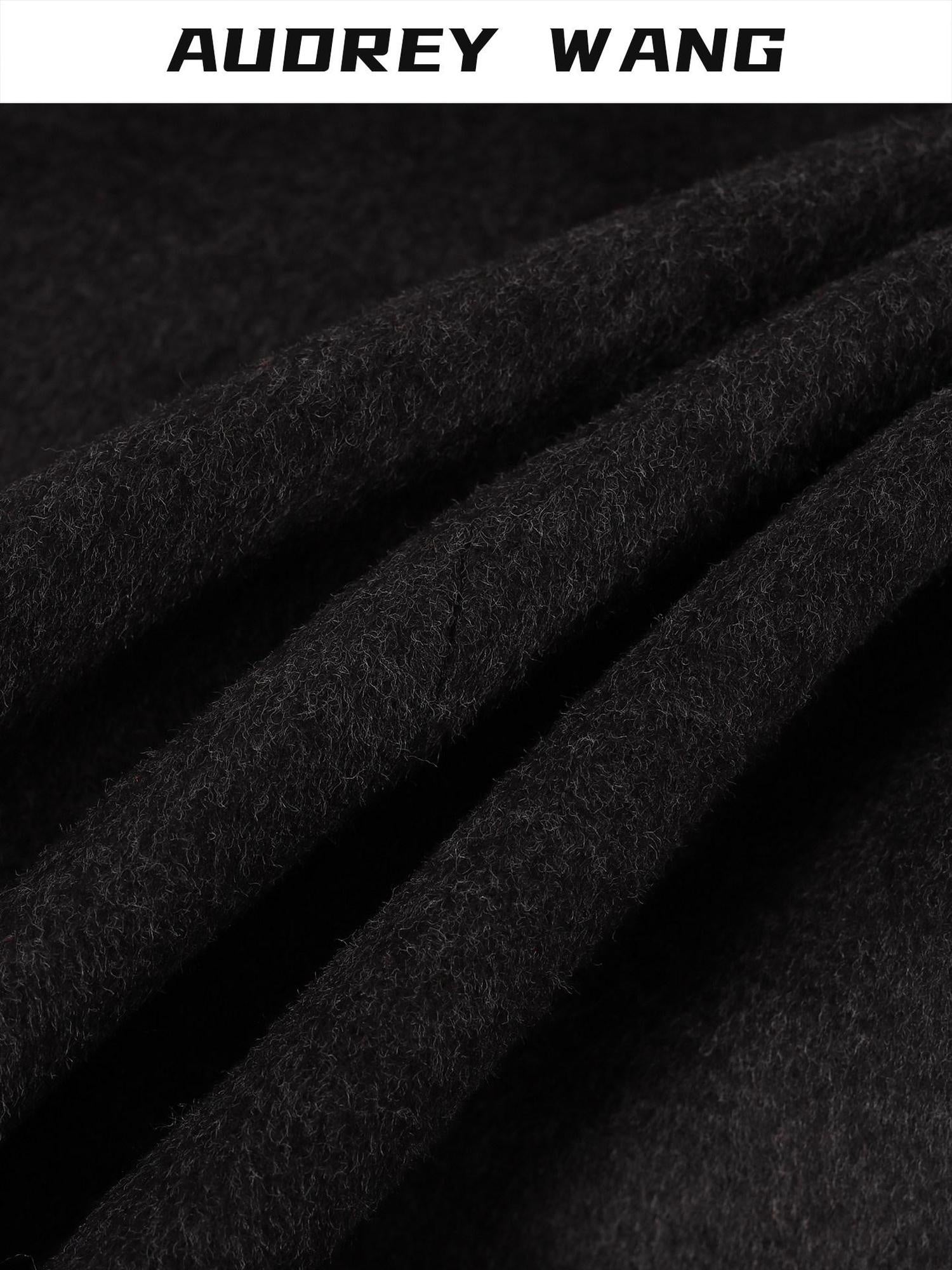 audreyyang Wool Blend Straight Cut Side Slit Mid Waist Women Gray Standard Fit Maxi Skirts