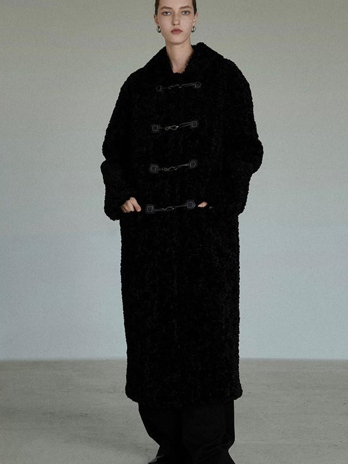 unspoken Thick Double Breasted Commuter Straight Fit Women Black Polyester Long Coats