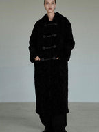 unspoken Thick Double Breasted Commuter Straight Fit Women Black Polyester Long Coats