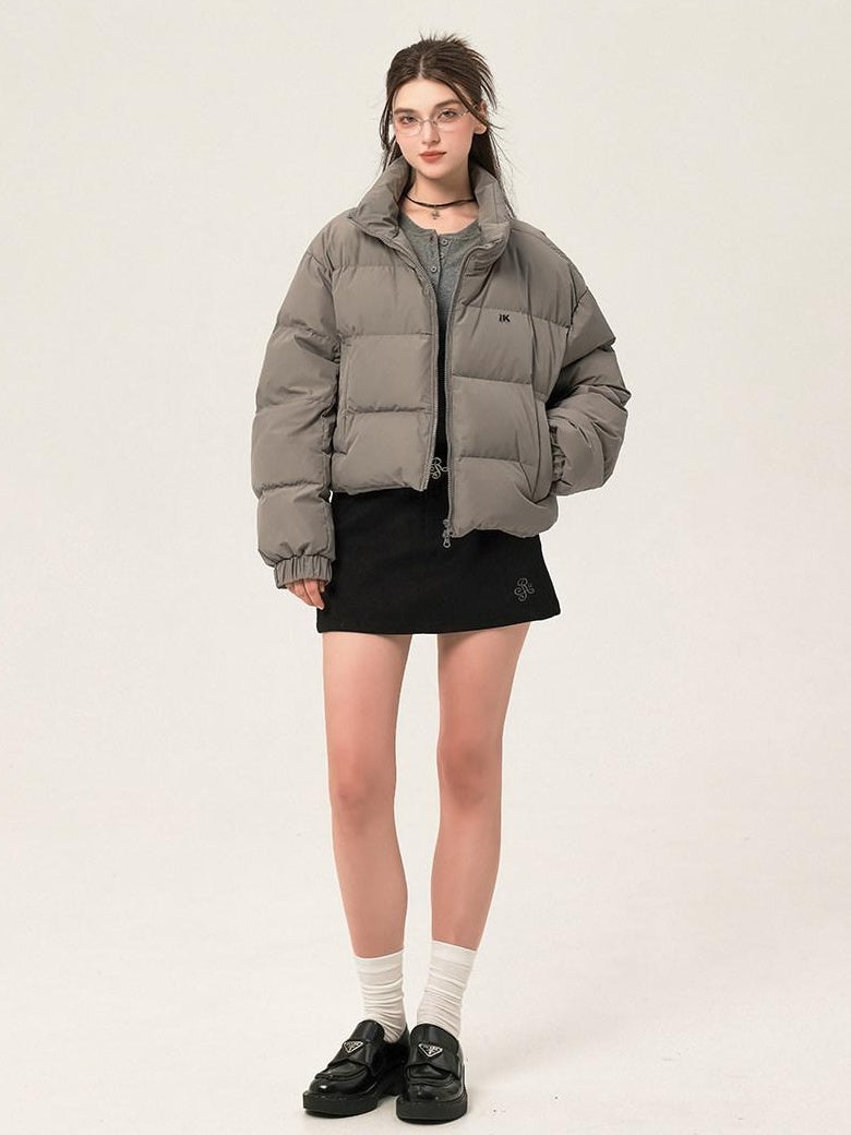 ikyou 90 Percent White Duck Down Memory Fabric Minimalist Straight Short Down Jackets