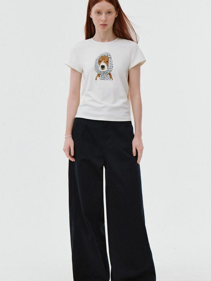 fano Soft Cotton Korean Slim Round Neck Animal Print Women Short Sleeve T-Shirts